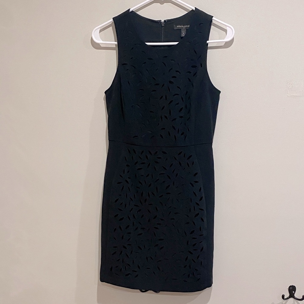 Banana Republic Black Laser-Cut Mini Dress